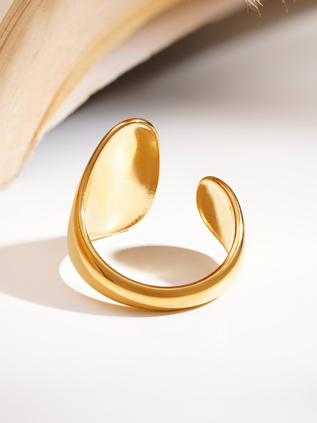 Demi Fine 18K Gold Plated Stainless steel Dual Disc Statement Ring Length - Adjustable