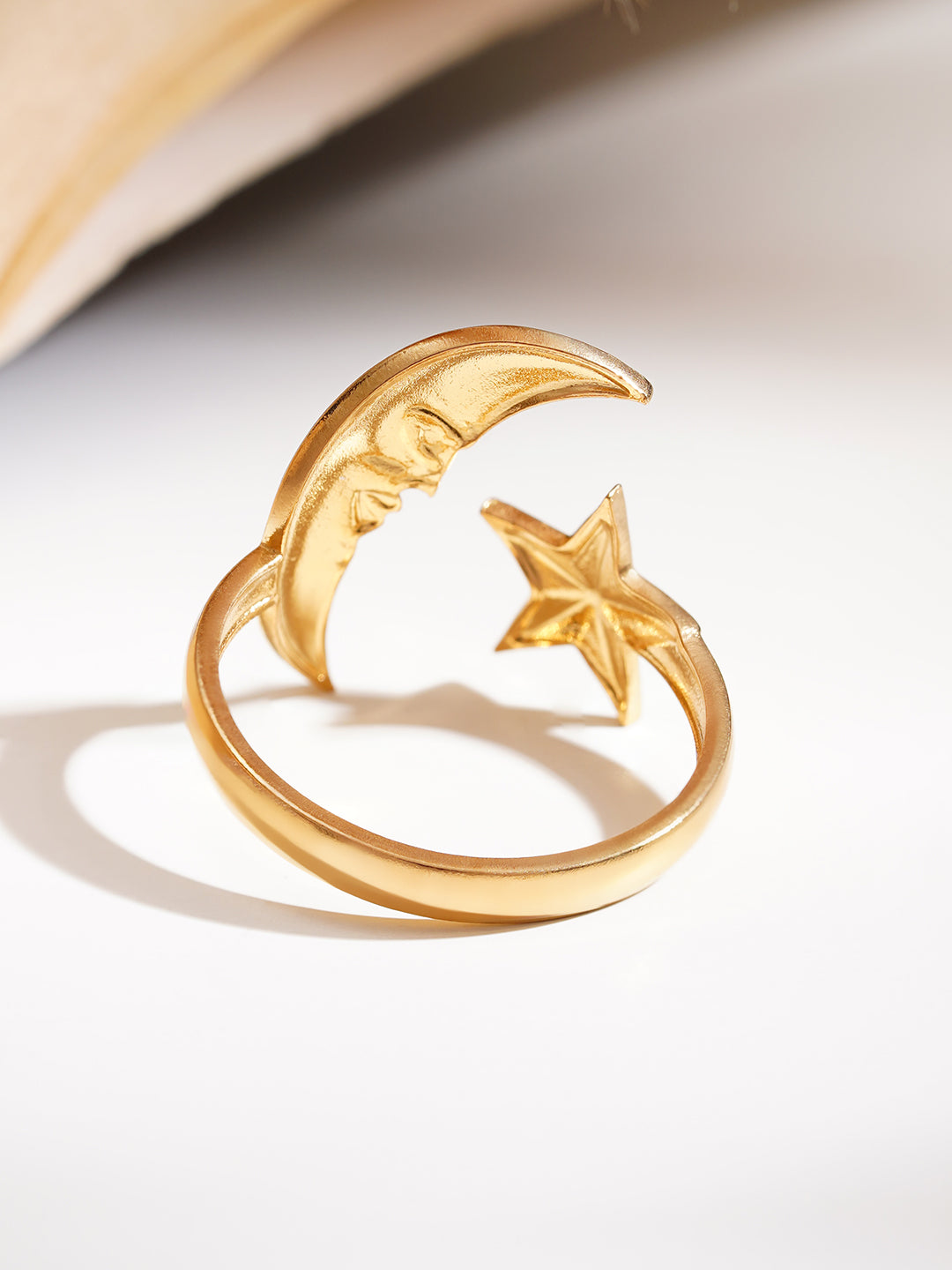Demi Fine 18K Gold Plated Stainless steel Celestial Moon Star Open Ring Length - Adjustable