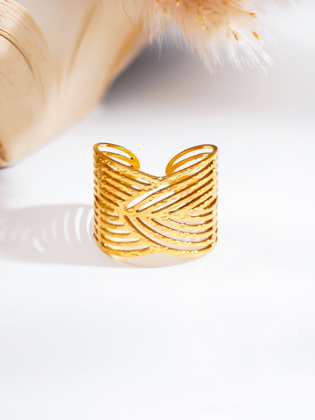 Demi Fine 18K Gold Plated Stainless steel Luxe Curve Gold Ring Length - Adjustable