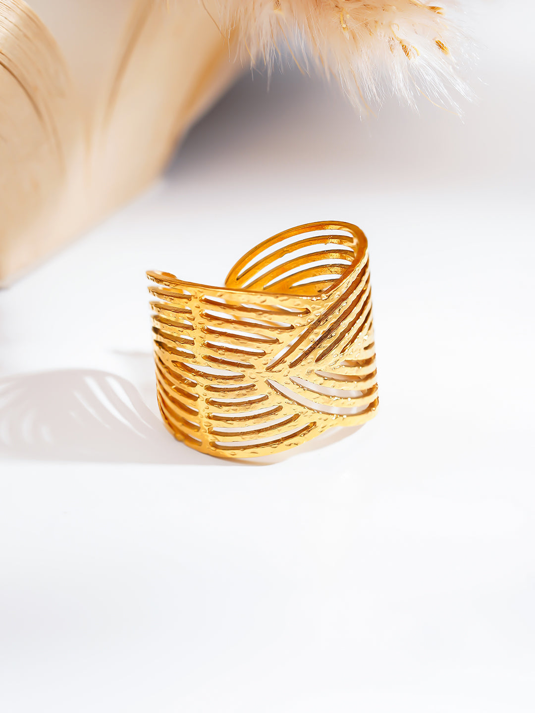 Demi Fine 18K Gold Plated Stainless steel Luxe Curve Gold Ring Length - Adjustable