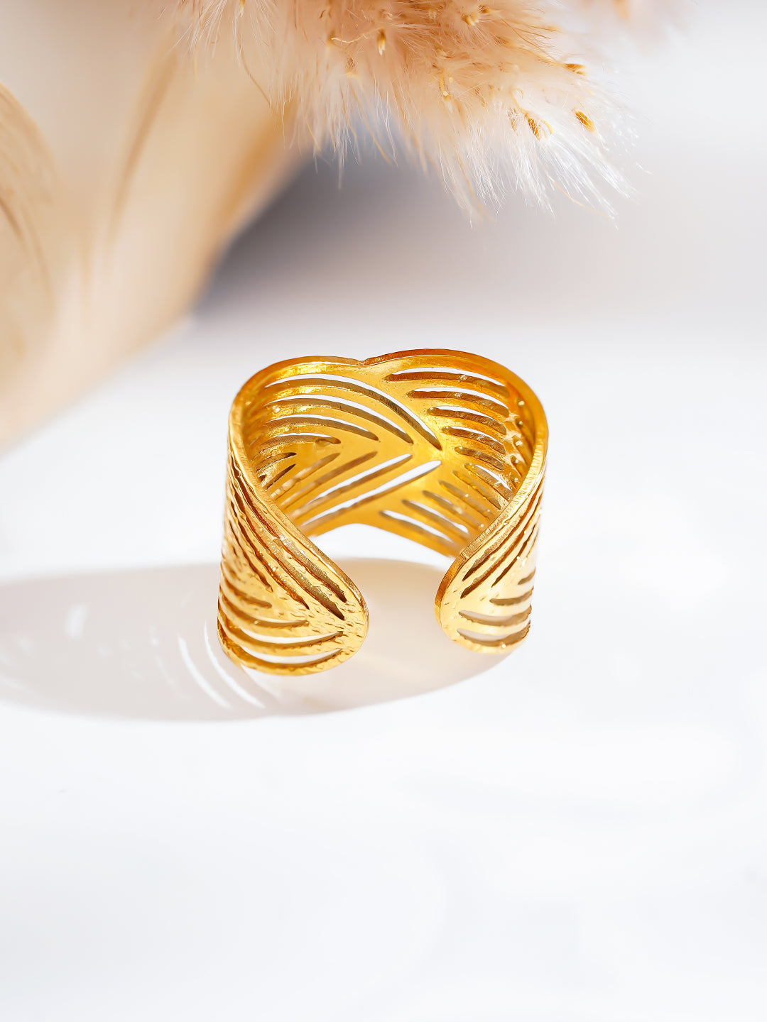 Demi Fine 18K Gold Plated Stainless steel Luxe Curve Gold Ring Length - Adjustable