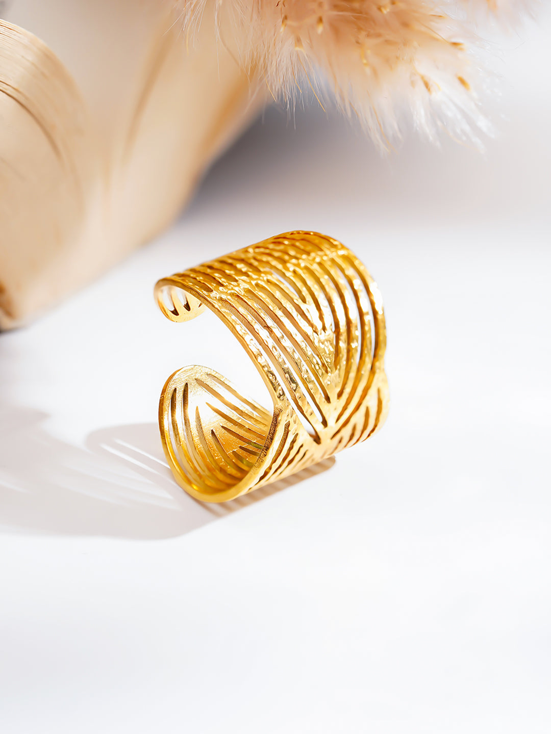 Demi Fine 18K Gold Plated Stainless steel Luxe Curve Gold Ring Length - Adjustable