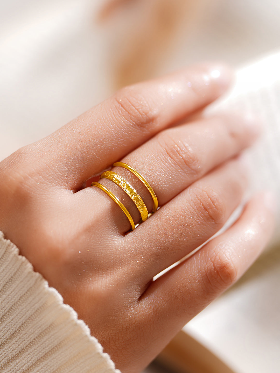 Demi Fine 18K Gold Plated Stainless steel Everyday Glow Gold Ring Length - Adjustable