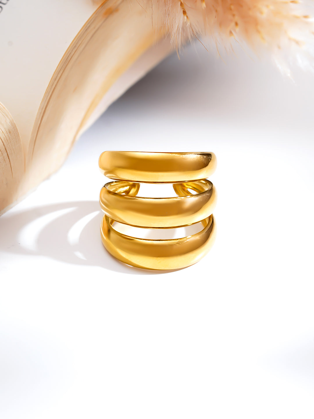 Demi Fine 18K Gold Plated Stainless steel Power Glow Statement Ring Length - Adjustable