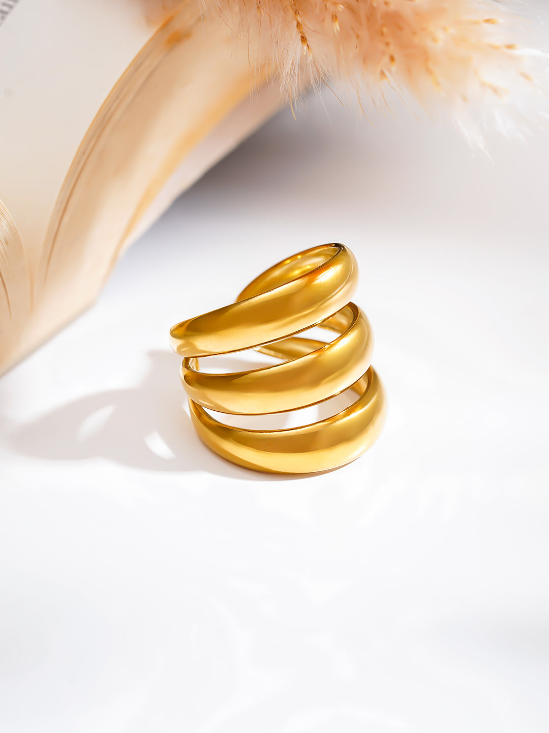 Demi Fine 18K Gold Plated Stainless steel Power Glow Statement Ring Length - Adjustable