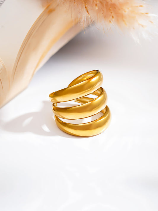 Demi Fine 18K Gold Plated Stainless steel Power Glow Statement Ring Length - Adjustable