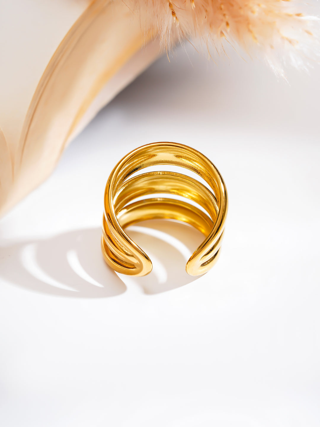 Demi Fine 18K Gold Plated Stainless steel Power Glow Statement Ring Length - Adjustable
