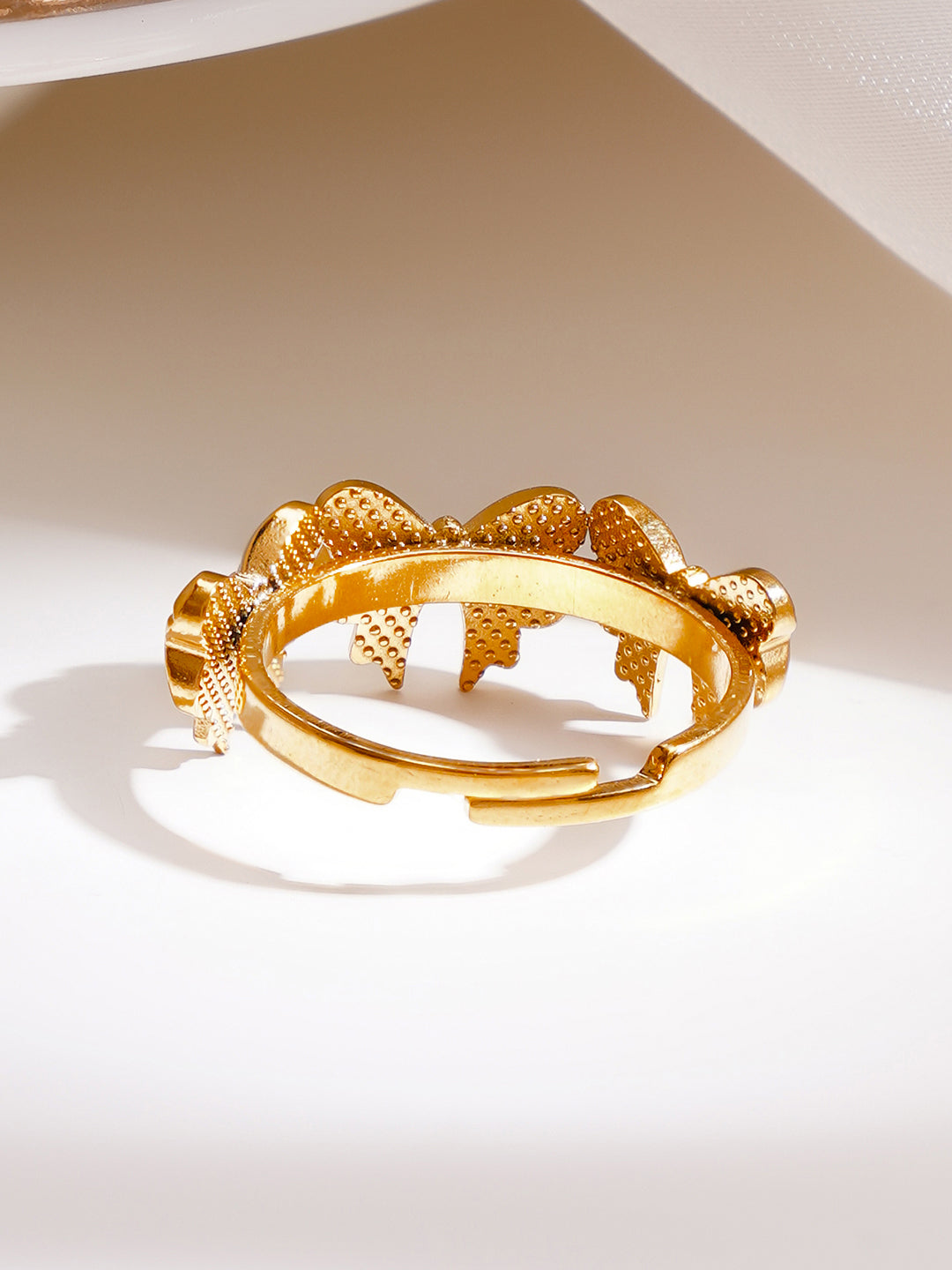 Demi Fine 18K Gold Plated Stainless steel Multi Bow Charm Adjustable Ring フリーサイズ