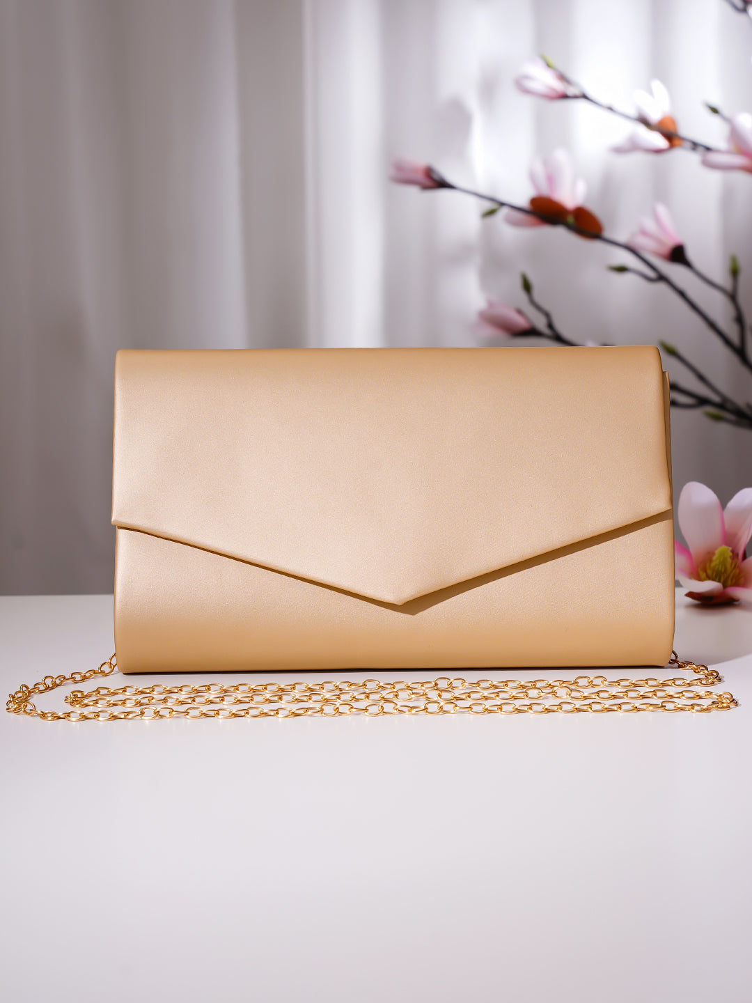 【Rubans】 Champagne Gold Party Envelope Clutch Handbag｜シャンパンゴールド パーティー エンベロープ クラッチ ハンドバッグ