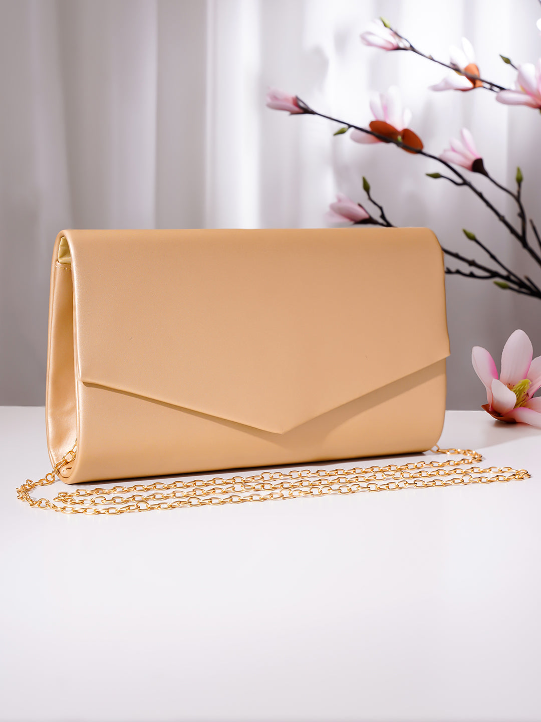 【Rubans】 Champagne Gold Party Envelope Clutch Handbag｜シャンパンゴールド パーティー エンベロープ クラッチ ハンドバッグ