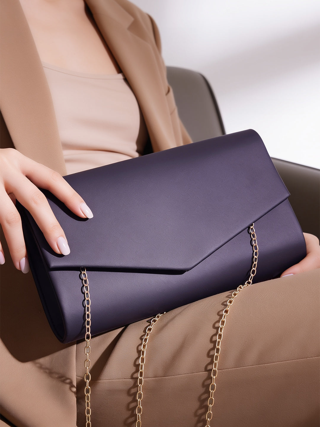 【Rubans】 Black Envelope Clutch Handbag｜ブラック エンベロープ クラッチ ハンドバッグ