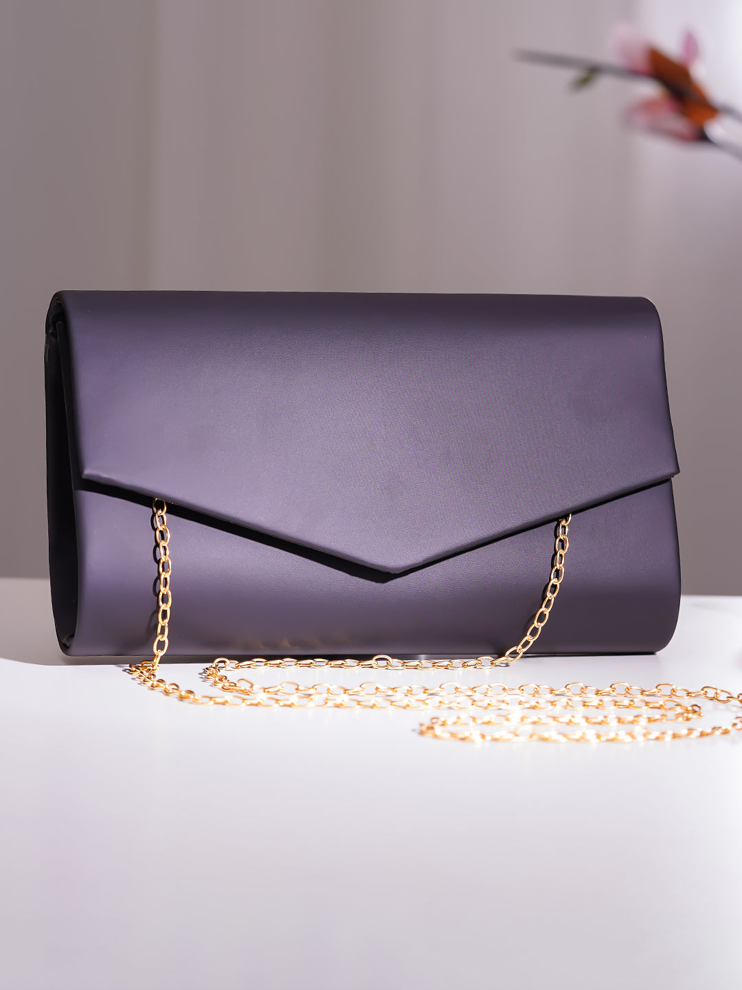 【Rubans】 Black Envelope Clutch Handbag｜ブラック エンベロープ クラッチ ハンドバッグ
