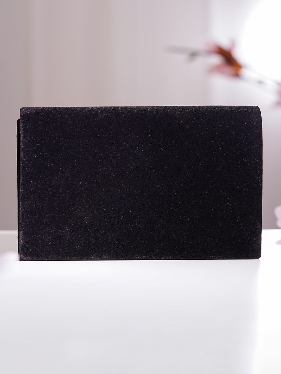 【Rubans】 Black Metallic Envelope Clutch Handbag｜ブラックメタリック エンベロープ クラッチバッグ