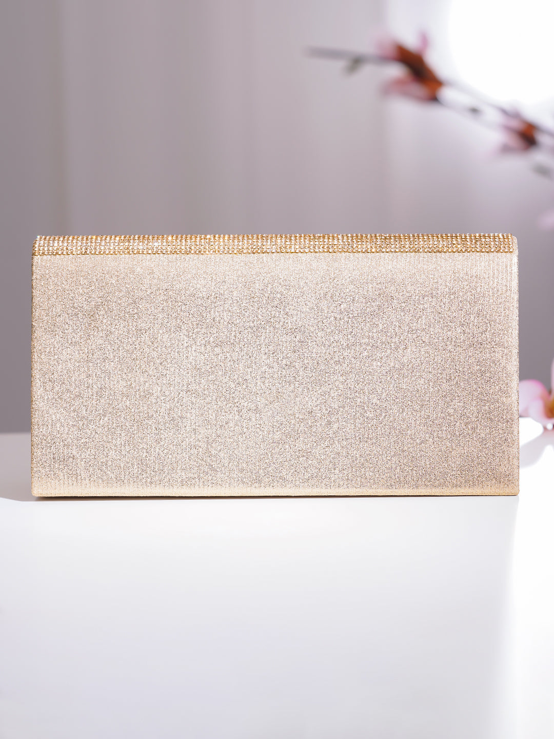 【Rubans】 Gold Crystal Embellished Envelope Clutch Handbag｜ゴールド クリスタル エンベロープ クラッチ ハンドバッグ