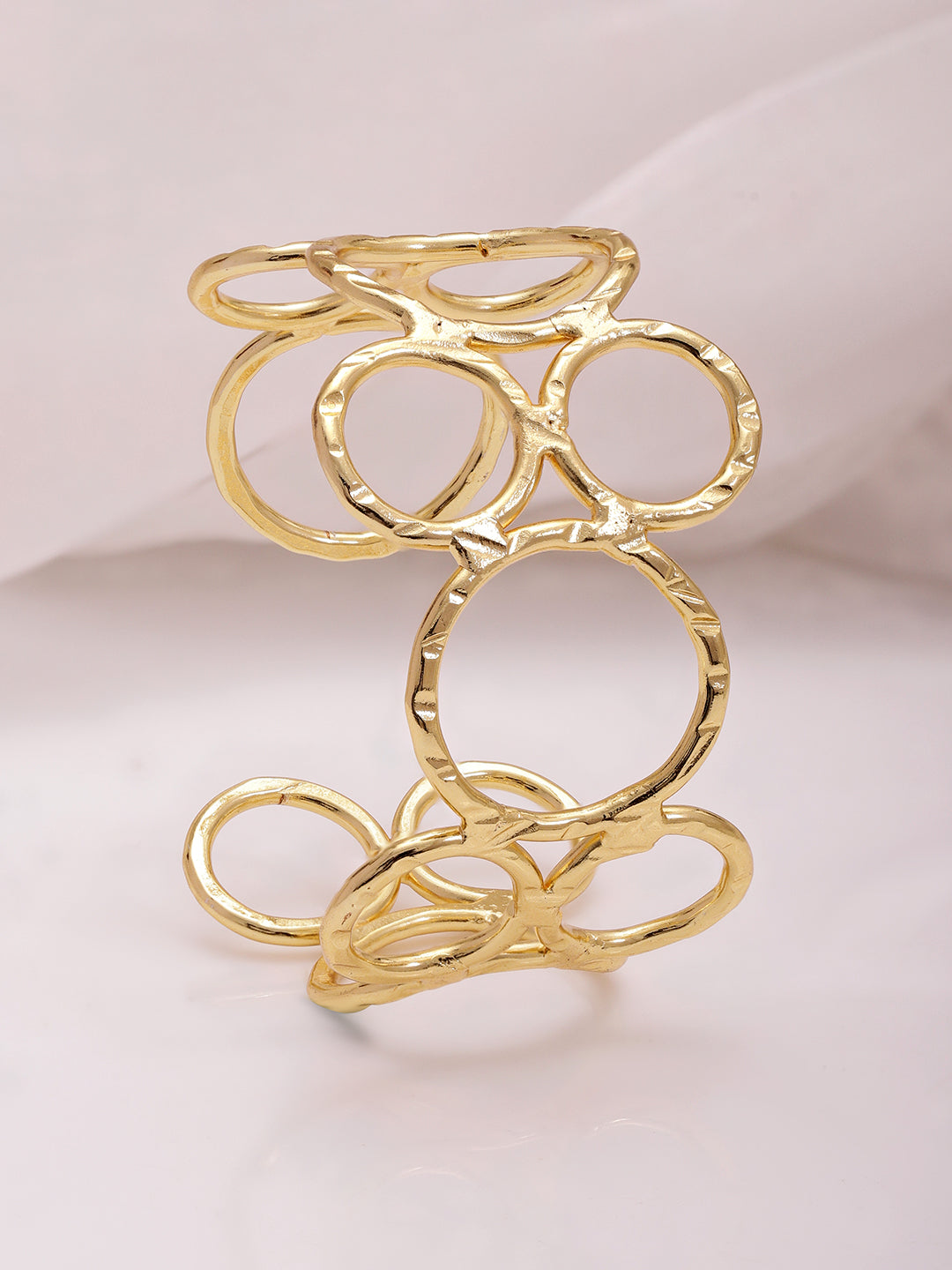 18KT Gold Plated Floral  Brass Bangle Style Bracelet Gold