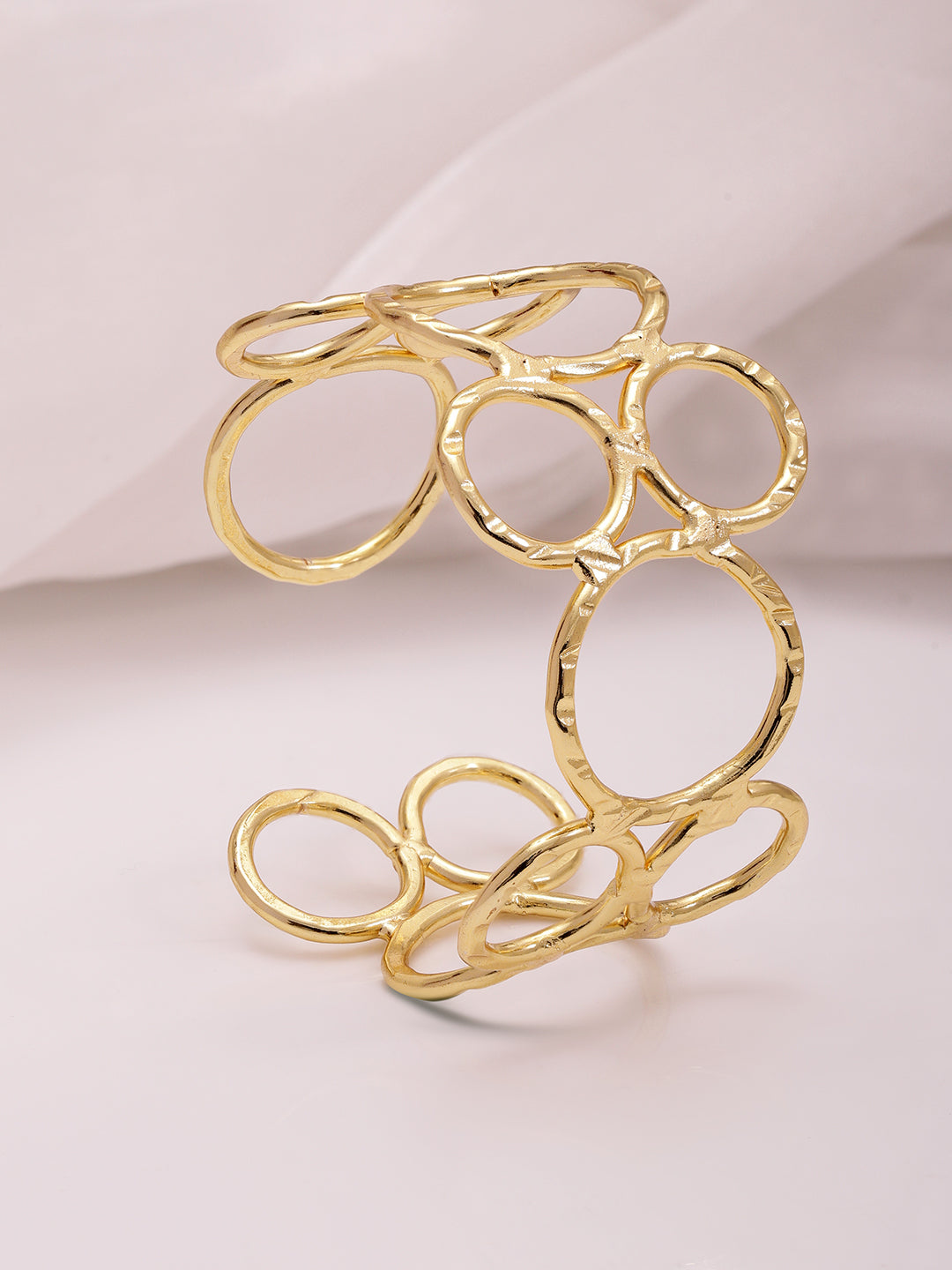 18KT Gold Plated Floral  Brass Bangle Style Bracelet Gold