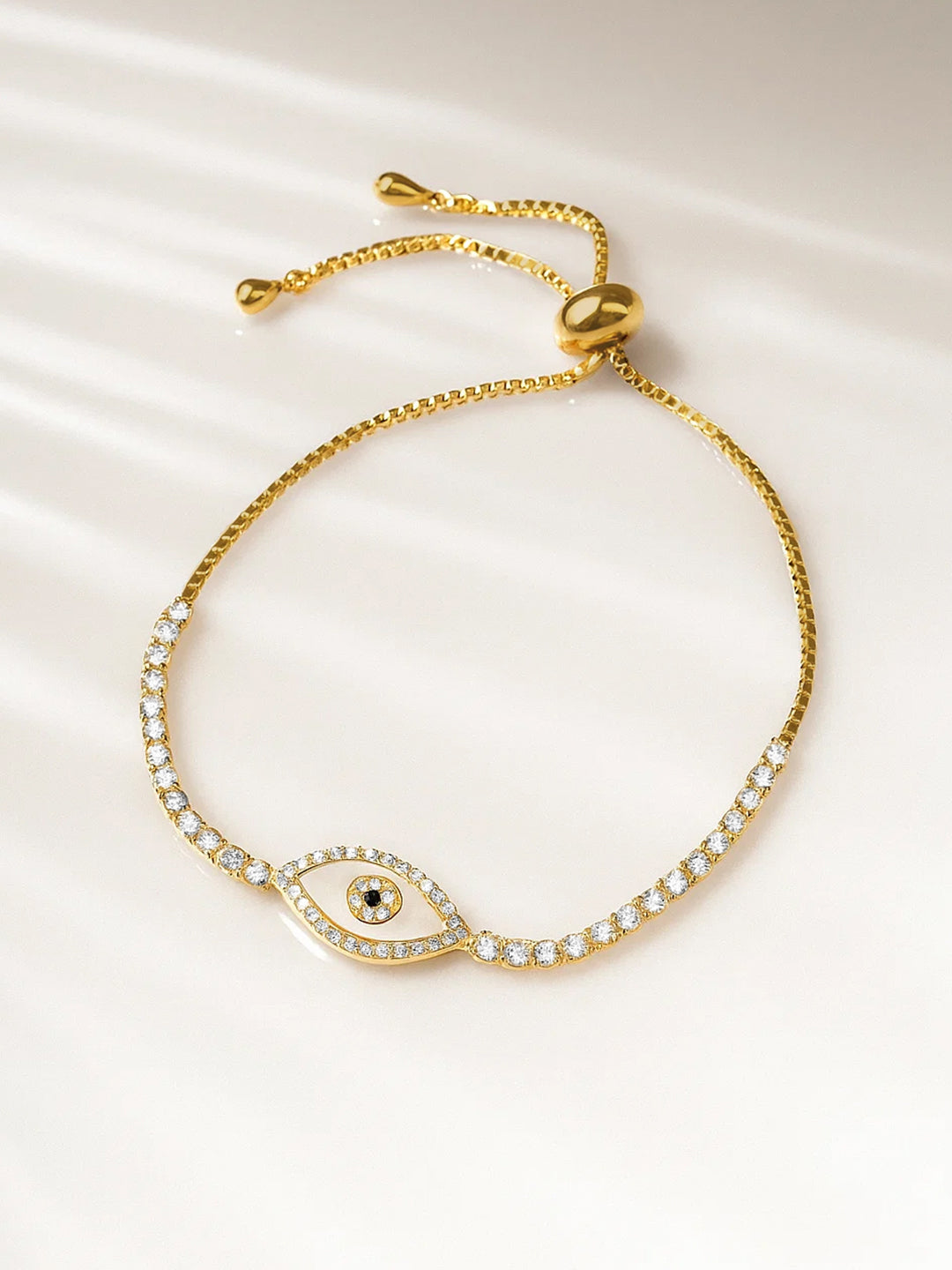 Gold Plated Evil Eye Adjustable Bracelet フリーサイズ