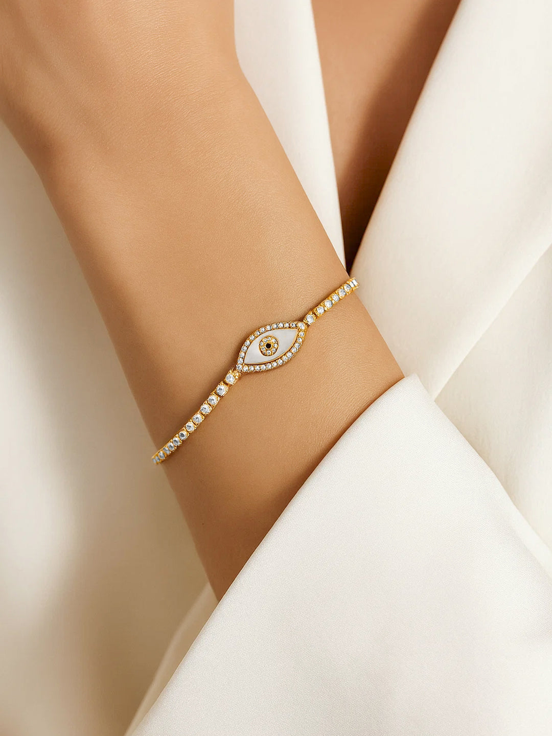 Gold Plated Evil Eye Adjustable Bracelet フリーサイズ