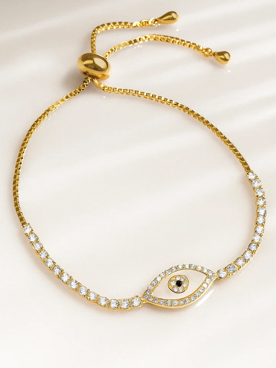 Gold Plated Evil Eye Adjustable Bracelet フリーサイズ