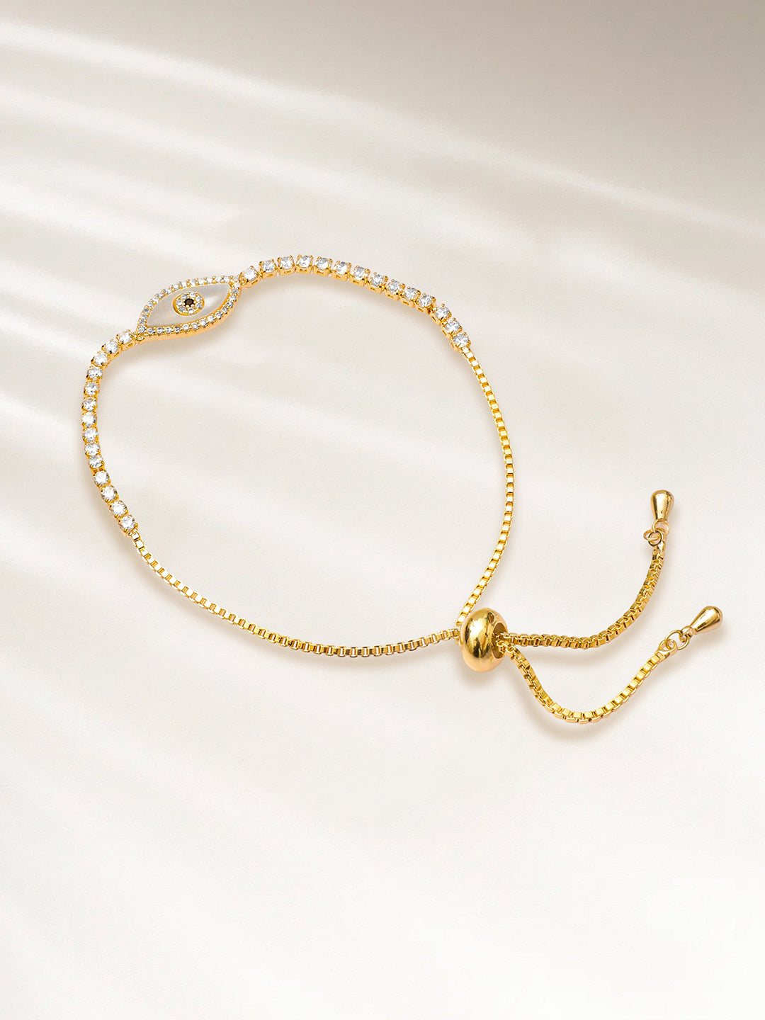 Gold Plated Evil Eye Adjustable Bracelet フリーサイズ