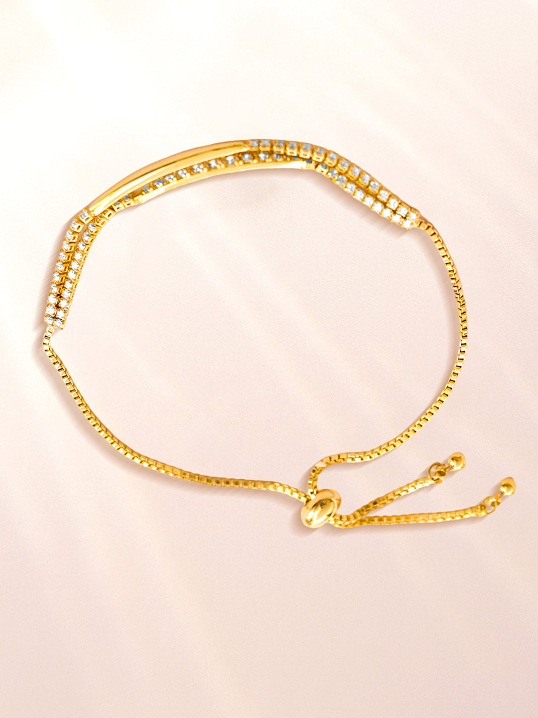 American Diamond Zirconia Gold Chain Bracelet フリーサイズ