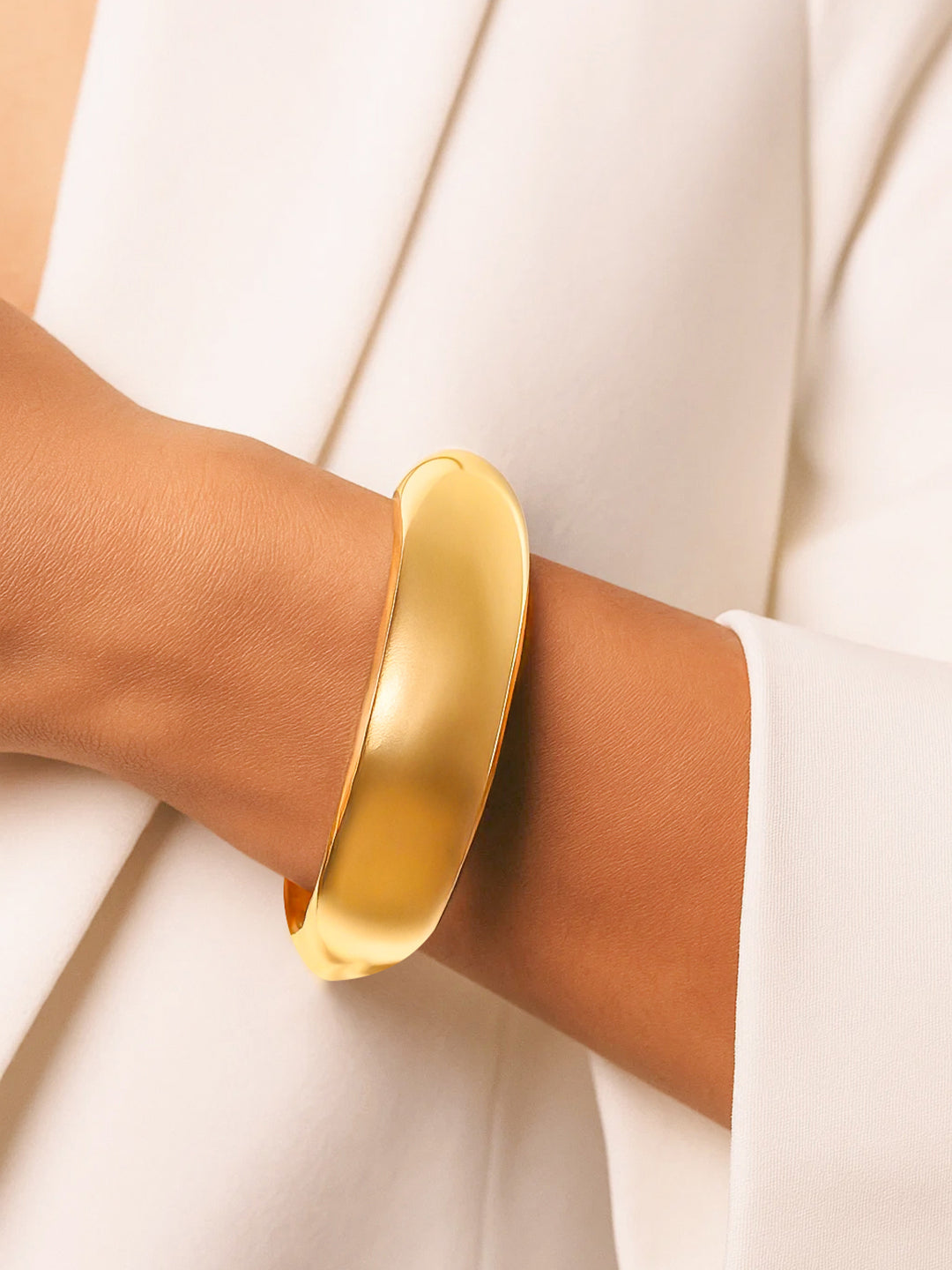 【Rubans】 Polished Dome-Design Gold Bracelet｜ポリッシュ ドームデザイン ゴールド バングルブレスレット