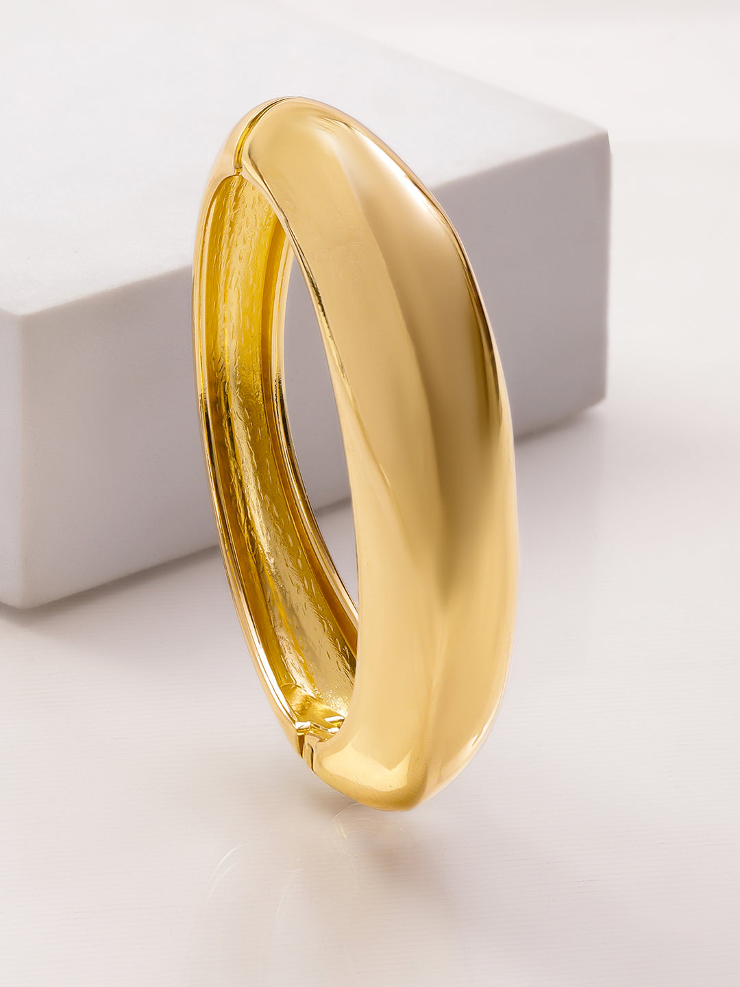 【Rubans】 Polished Dome-Design Gold Bracelet｜ポリッシュ ドームデザイン ゴールド バングルブレスレット