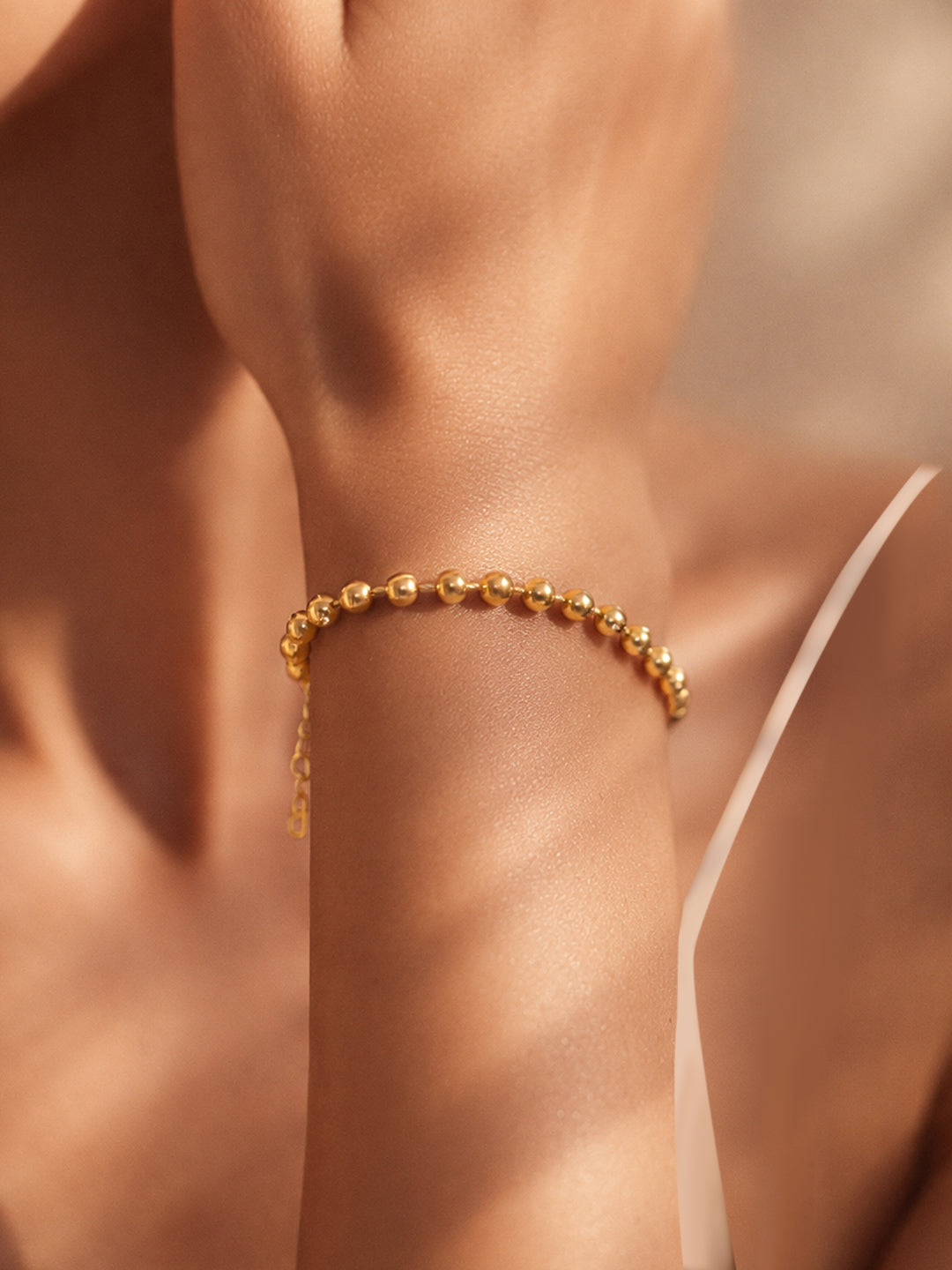 Demi Fine 18K Gold Plated Stainless steel Beaded Chain Bracelet Length - 16.5 cm