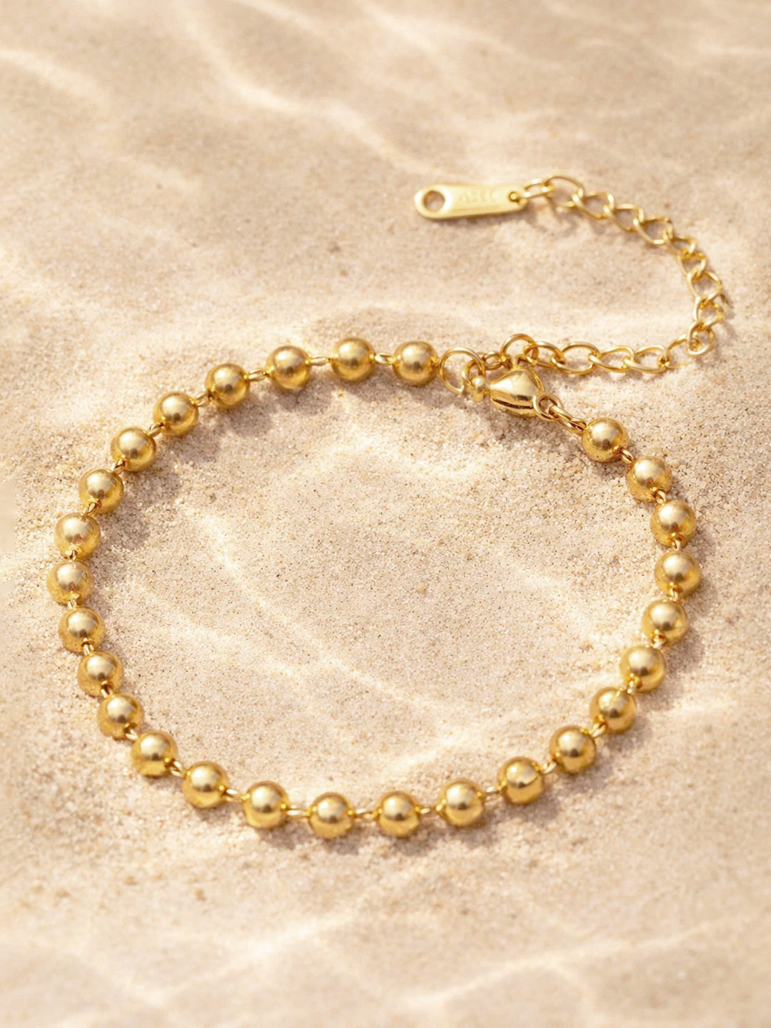 Demi Fine 18K Gold Plated Stainless steel Beaded Chain Bracelet Length - 16.5 cm