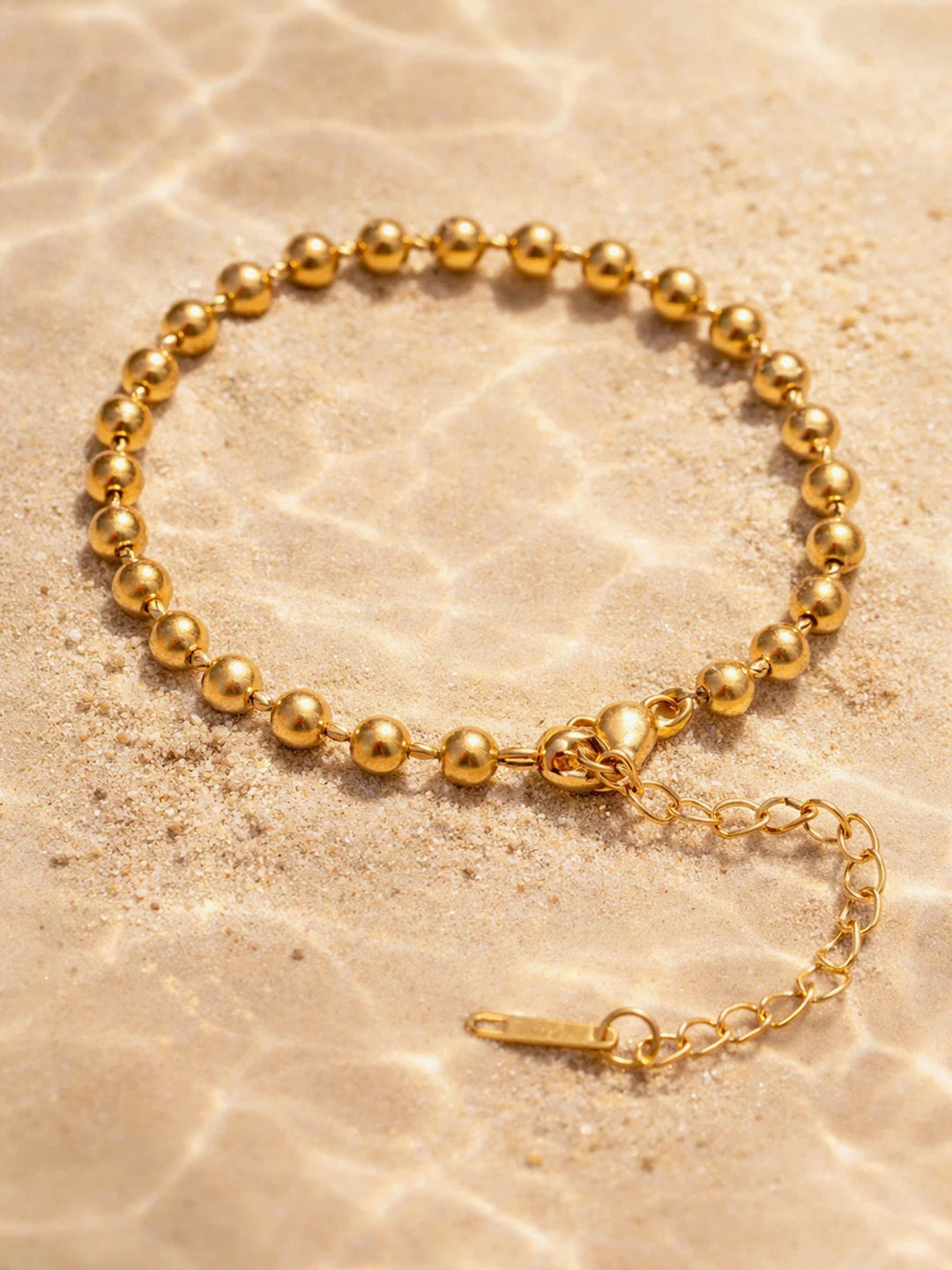 Demi Fine 18K Gold Plated Stainless steel Beaded Chain Bracelet Length - 16.5 cm