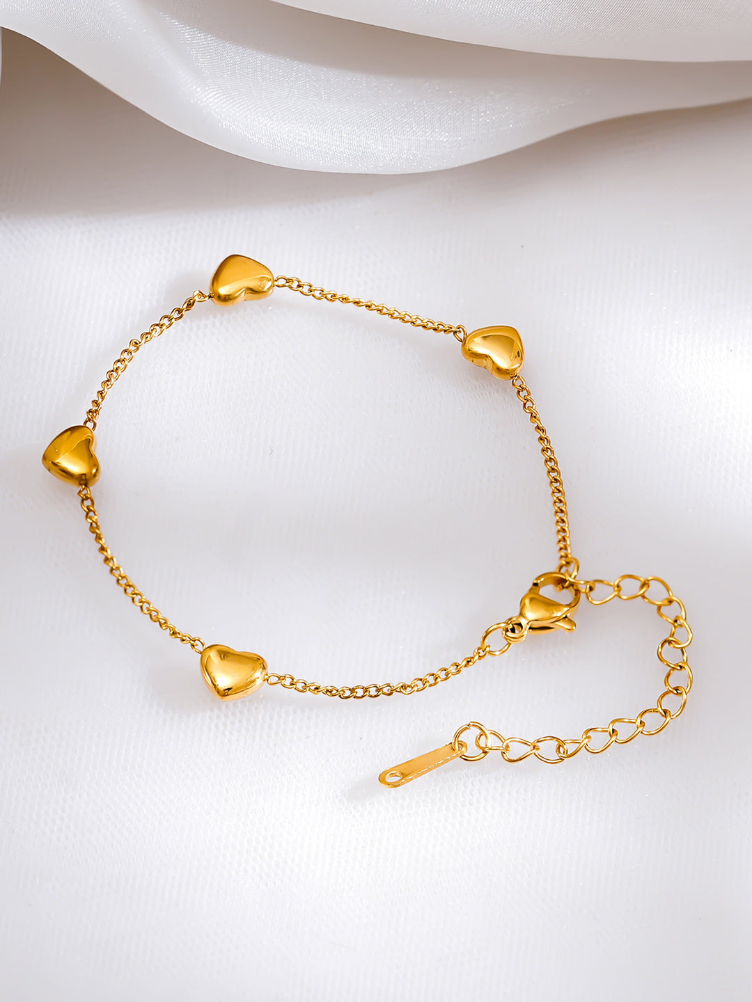 Demi Fine 18K Gold Plated Stainless steel Mini Heart Charm Chain Bracelet Length - 7.8 cm