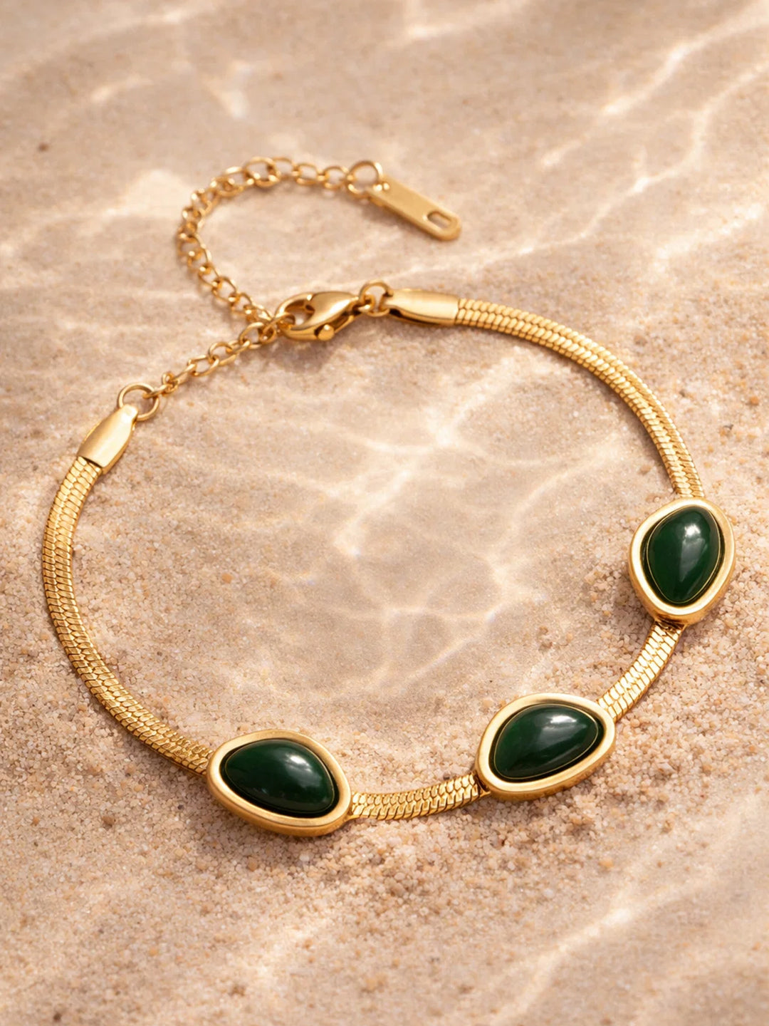 Demi Fine 18K Gold Plated Stainless steel Emerald Statement Chain Bracelet Length - 6.8 cm