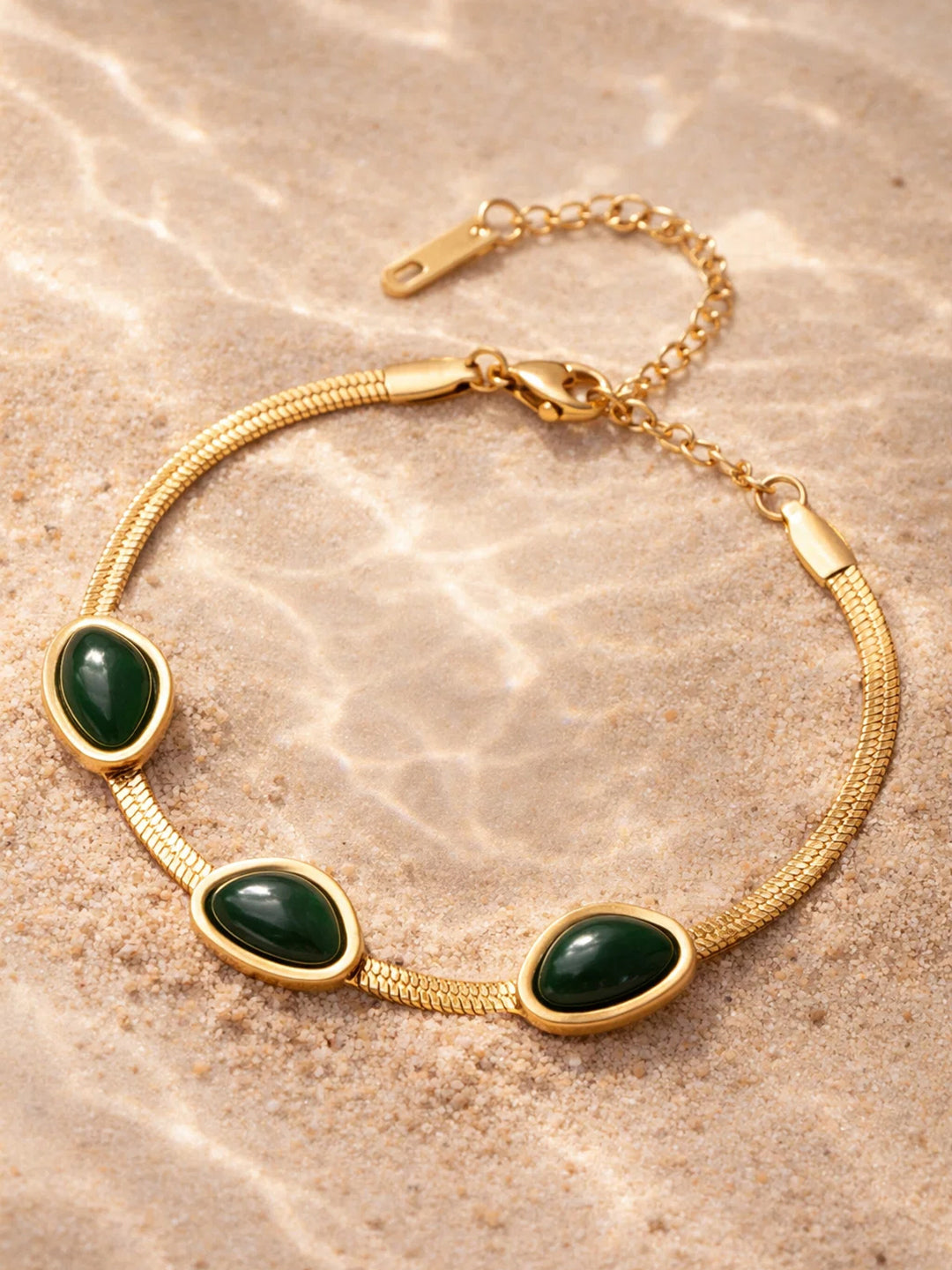 Demi Fine 18K Gold Plated Stainless steel Emerald Statement Chain Bracelet Length - 6.8 cm