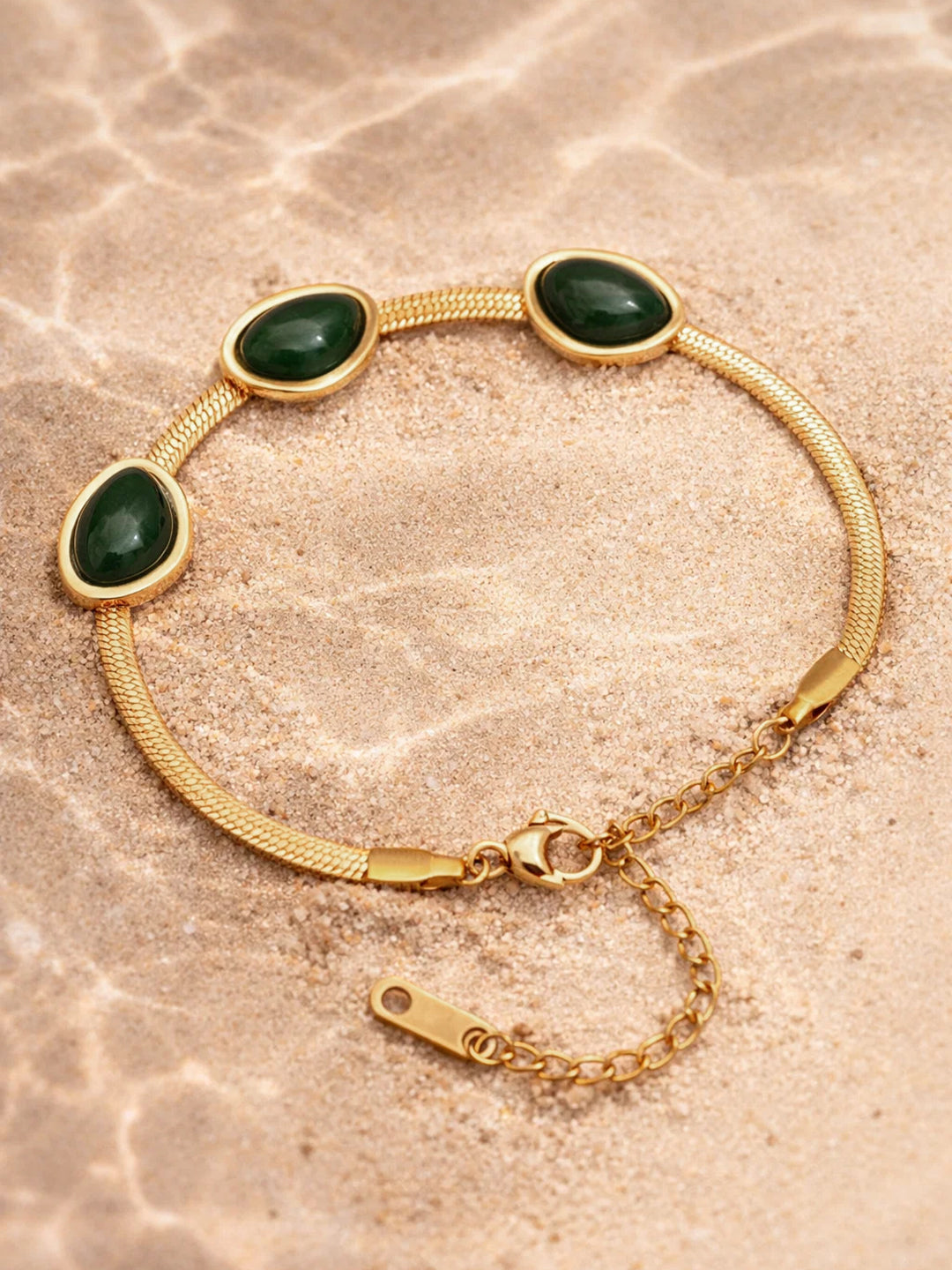 Demi Fine 18K Gold Plated Stainless steel Emerald Statement Chain Bracelet Length - 6.8 cm