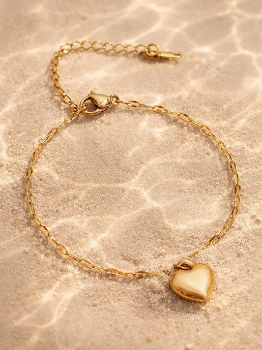 Demi Fine 18K Gold Plated Stainless steel Heart Twisted Chain Bracelet Length - 15 cm
