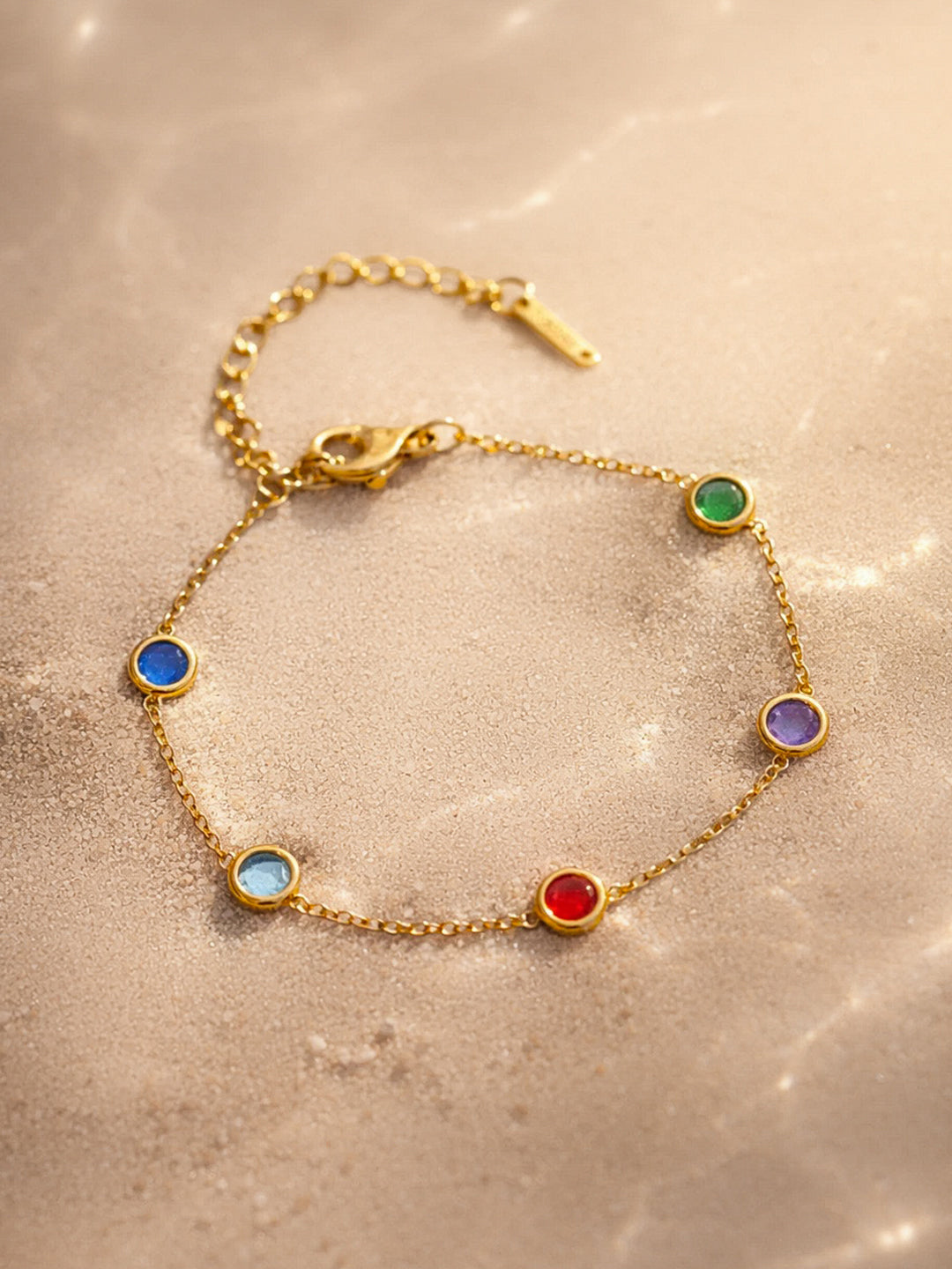 Demi Fine 18K Gold Plated Stainless steel Multicolor Zircon Chain Bracelet Length - 15 cm