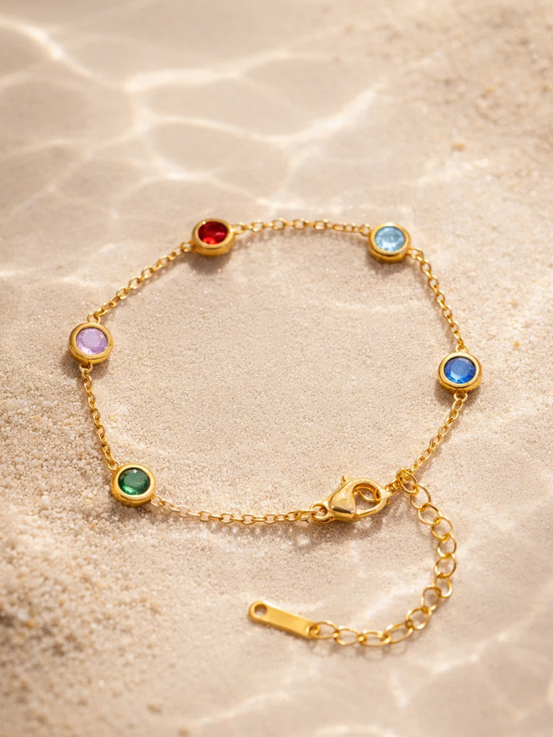 Demi Fine 18K Gold Plated Stainless steel Multicolor Zircon Chain Bracelet Length - 15 cm