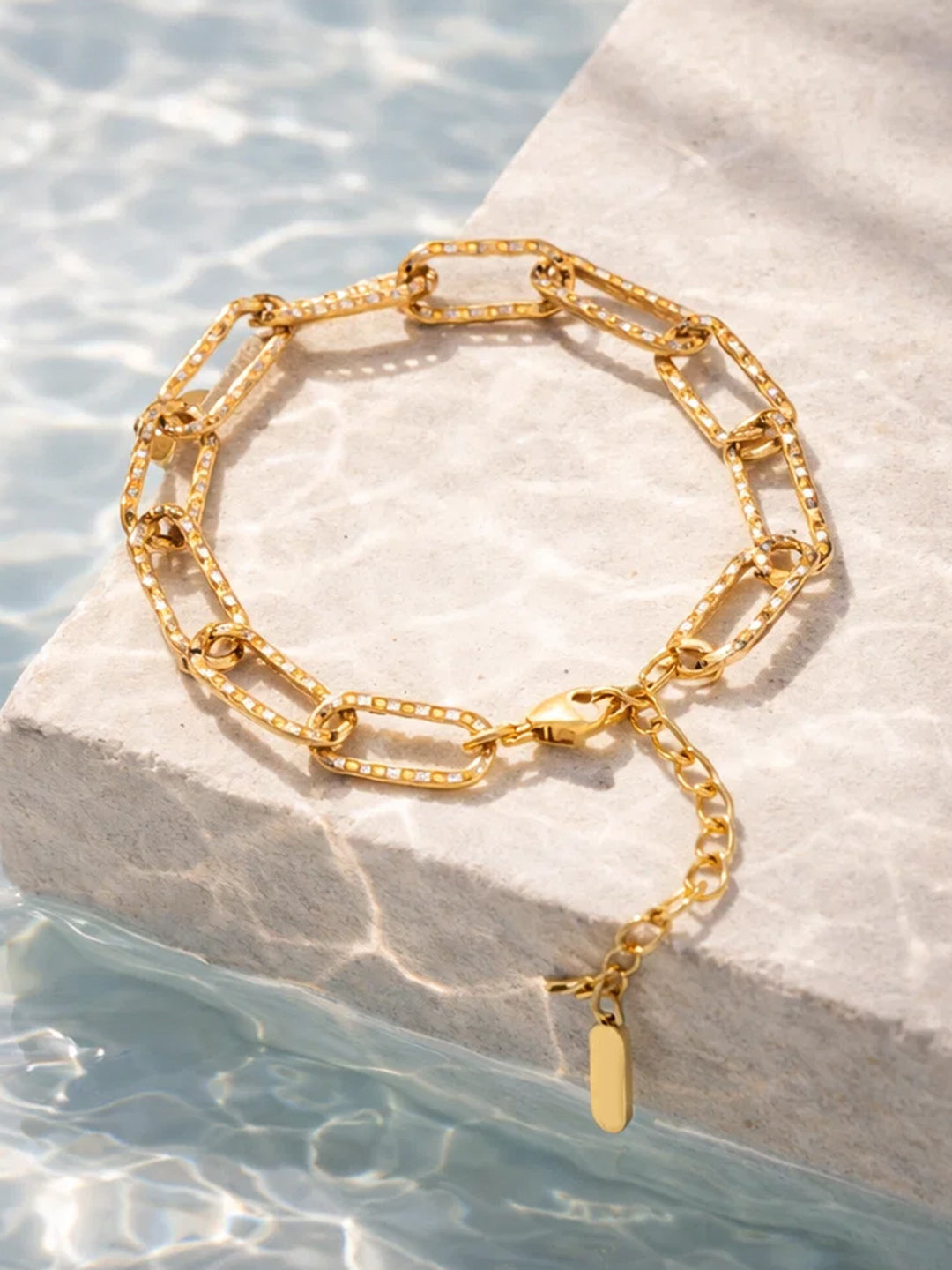 Demi Fine 18K Gold Plated Stainless steel Link Chain Statement Bracelet Length - 15.5 cm