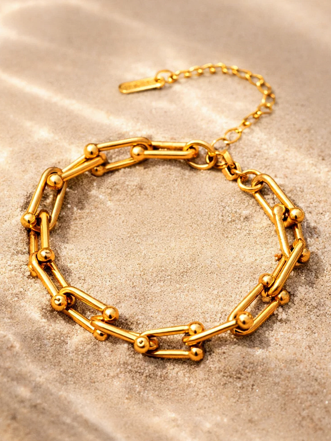 Demi Fine 18K Gold Plated Stainless steel Geometric Link Statement Bracelet Length - 17 cm