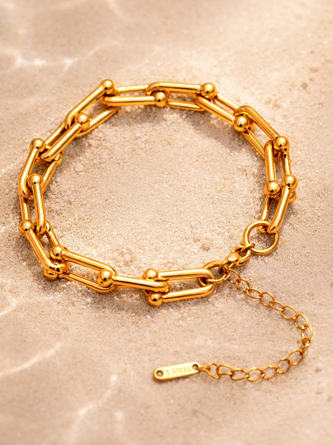 Demi Fine 18K Gold Plated Stainless steel Geometric Link Statement Bracelet Length - 17 cm