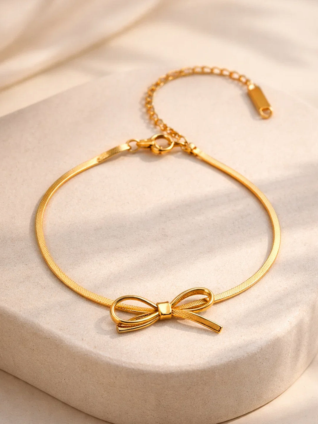 Demi Fine 18K Gold Plated Stainless steel Bow Knot Snake Chain Bracelet Length - 16.5 cm