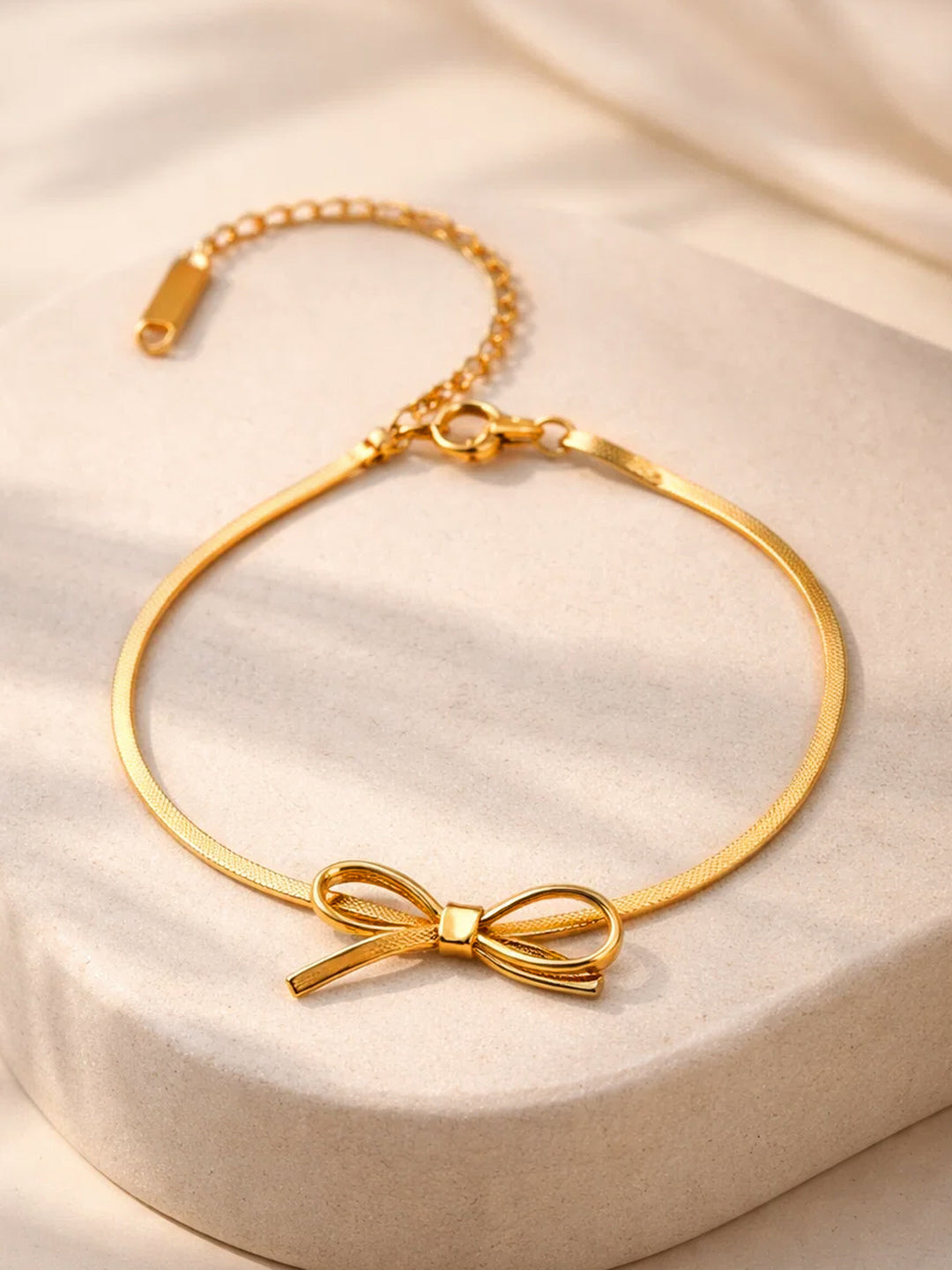 Demi Fine 18K Gold Plated Stainless steel Bow Knot Snake Chain Bracelet Length - 16.5 cm