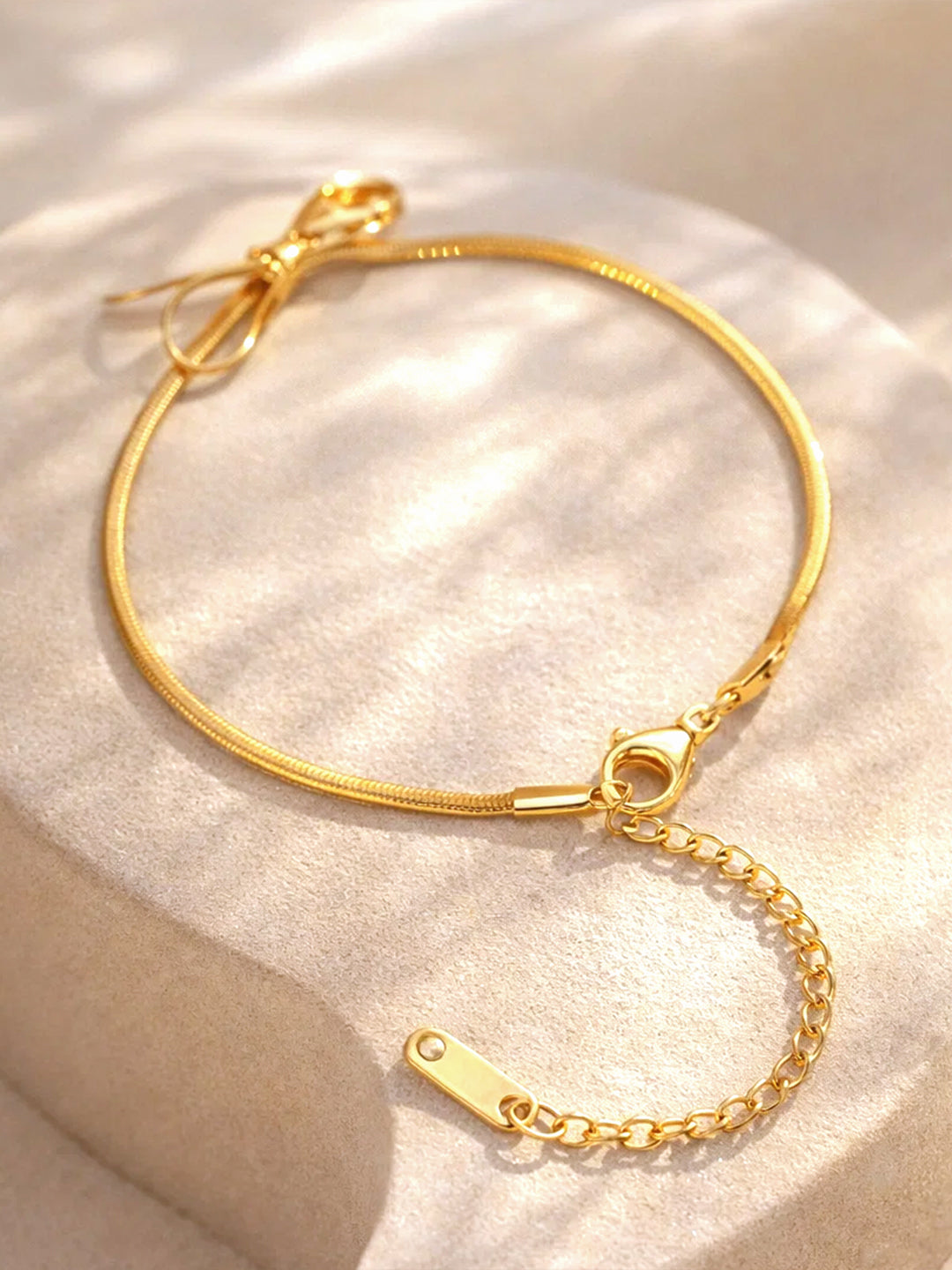 Demi Fine 18K Gold Plated Stainless steel Bow Knot Snake Chain Bracelet Length - 16.5 cm