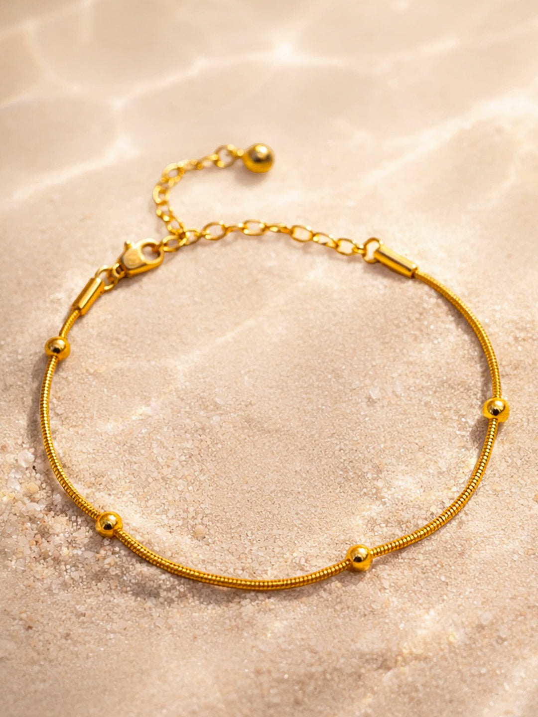 Demi Fine 18K Gold Plated Stainless steel Beaded Chain Bracelet Length - 16 cm