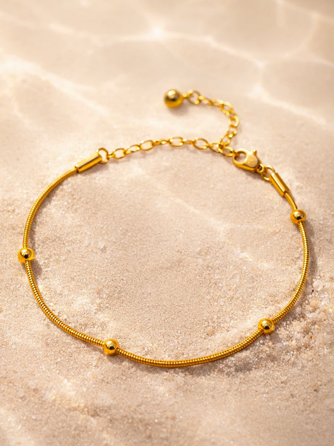 Demi Fine 18K Gold Plated Stainless steel Beaded Chain Bracelet Length - 16 cm
