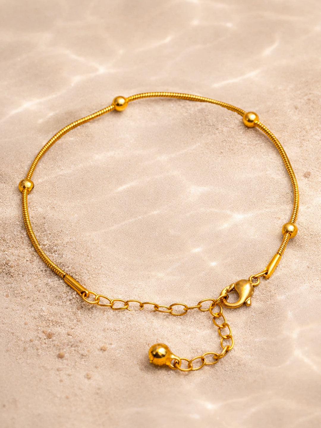 Demi Fine 18K Gold Plated Stainless steel Beaded Chain Bracelet Length - 16 cm