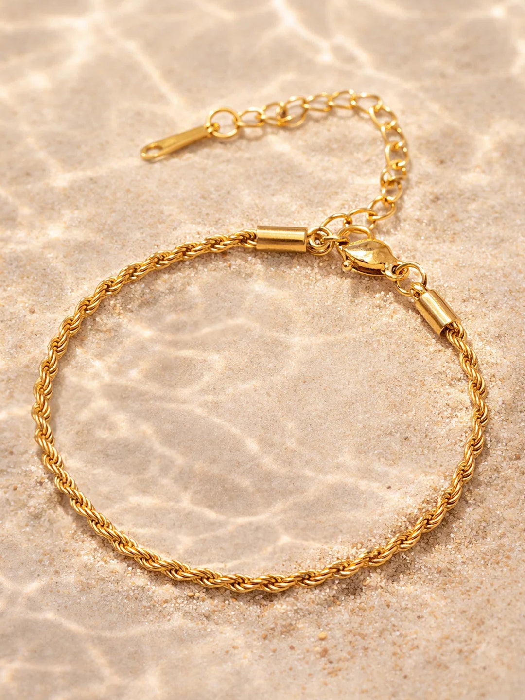 Demi Fine 18K Gold Plated Stainless steel Twisted Rope Chain Bracelet Length - 15.5 cm