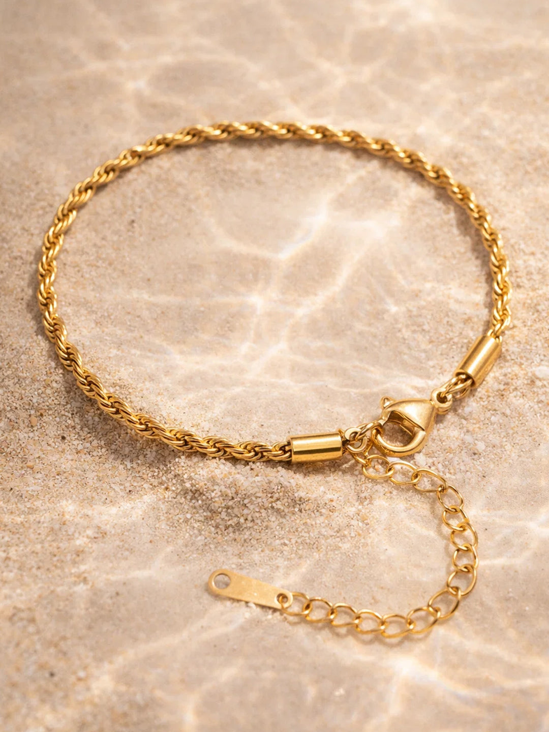 Demi Fine 18K Gold Plated Stainless steel Twisted Rope Chain Bracelet Length - 15.5 cm
