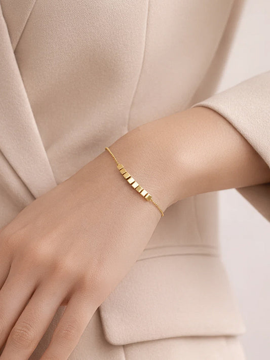 Demi Fine 18K Gold Plated Stainless steel Disc Charm Chain Bracelet Length - 15.5 cm