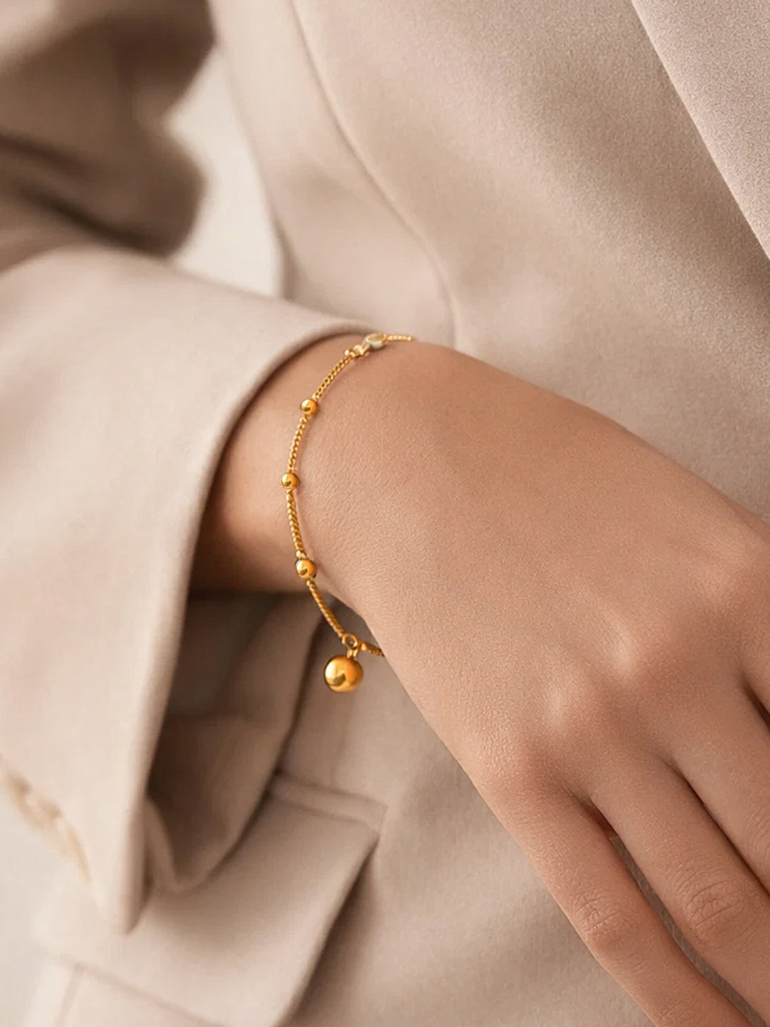 Demi Fine 18K Gold Plated Stainless steel Dual Chain Disc Charm Bracelet Length - 16.5 cm